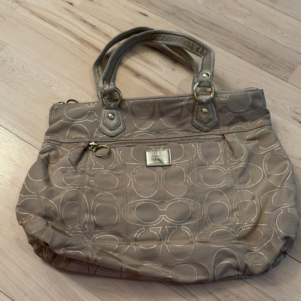 Coach Tan Signature Tote Shoulder Bag